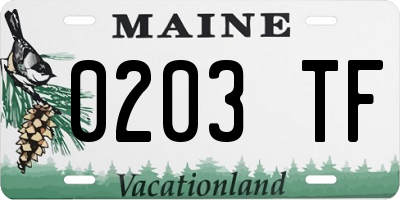 ME license plate 0203TF