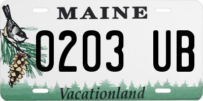 ME license plate 0203UB