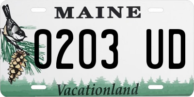 ME license plate 0203UD