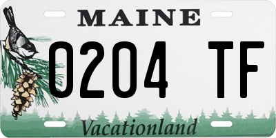 ME license plate 0204TF