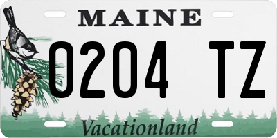 ME license plate 0204TZ