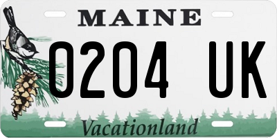 ME license plate 0204UK
