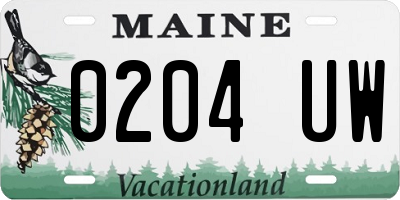 ME license plate 0204UW