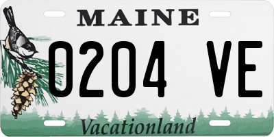 ME license plate 0204VE