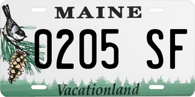 ME license plate 0205SF