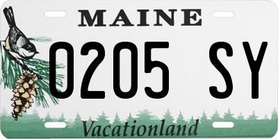 ME license plate 0205SY