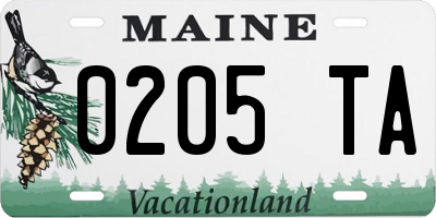 ME license plate 0205TA