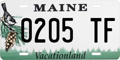 ME license plate 0205TF