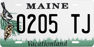 ME license plate 0205TJ