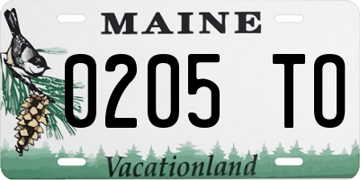ME license plate 0205TO