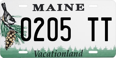 ME license plate 0205TT