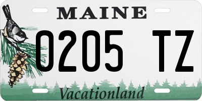 ME license plate 0205TZ