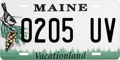 ME license plate 0205UV