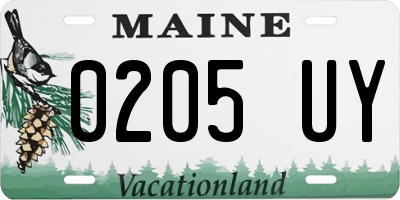 ME license plate 0205UY