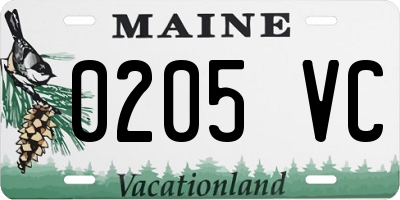 ME license plate 0205VC