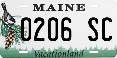ME license plate 0206SC