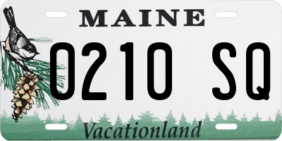 ME license plate 0210SQ