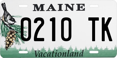 ME license plate 0210TK