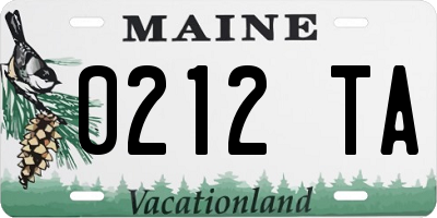 ME license plate 0212TA