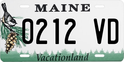 ME license plate 0212VD