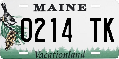 ME license plate 0214TK