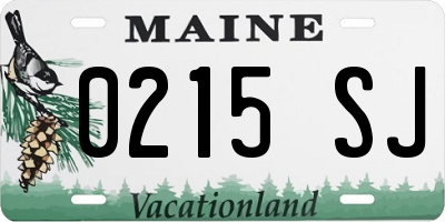 ME license plate 0215SJ