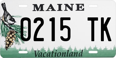 ME license plate 0215TK