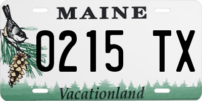 ME license plate 0215TX