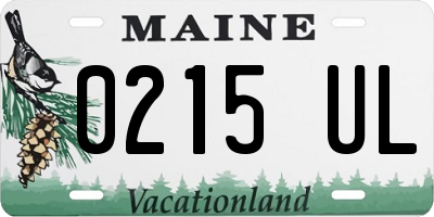 ME license plate 0215UL