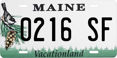 ME license plate 0216SF