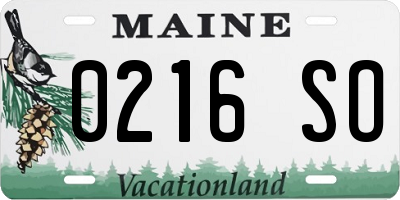 ME license plate 0216SO