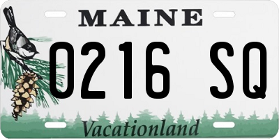 ME license plate 0216SQ