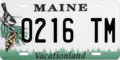 ME license plate 0216TM