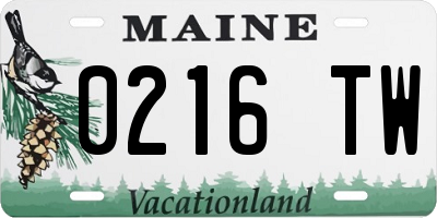 ME license plate 0216TW