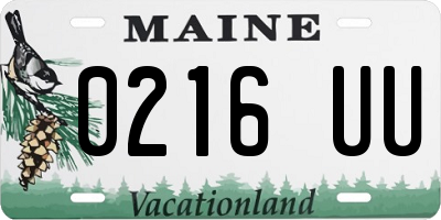 ME license plate 0216UU