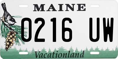 ME license plate 0216UW