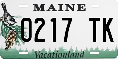 ME license plate 0217TK