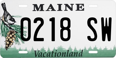ME license plate 0218SW