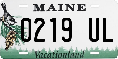 ME license plate 0219UL