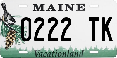 ME license plate 0222TK