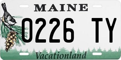 ME license plate 0226TY