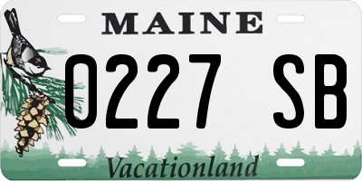 ME license plate 0227SB