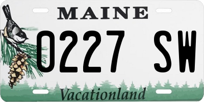 ME license plate 0227SW