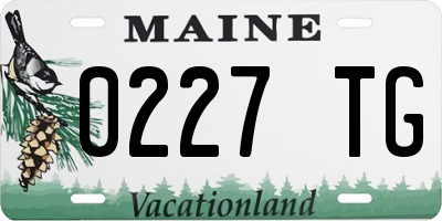 ME license plate 0227TG