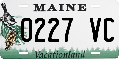 ME license plate 0227VC