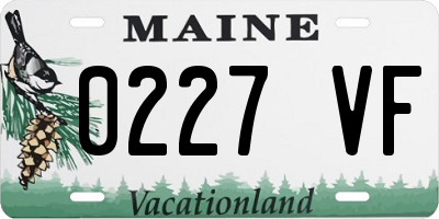 ME license plate 0227VF
