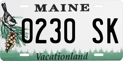 ME license plate 0230SK