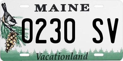 ME license plate 0230SV