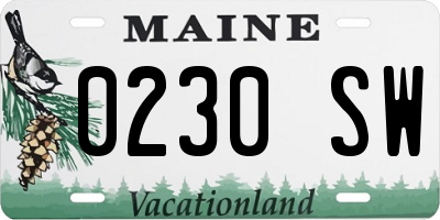 ME license plate 0230SW