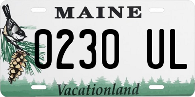ME license plate 0230UL